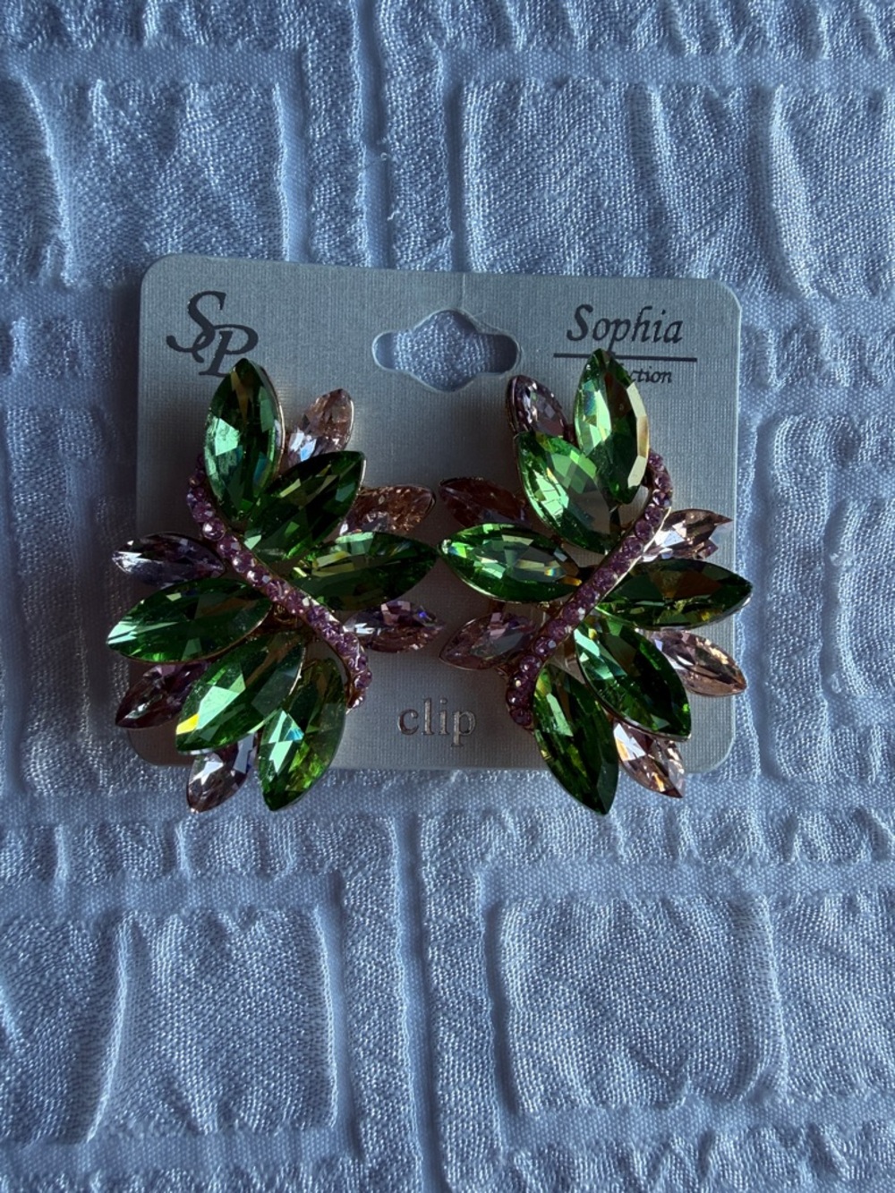 Pink & Green Clip On Earrings